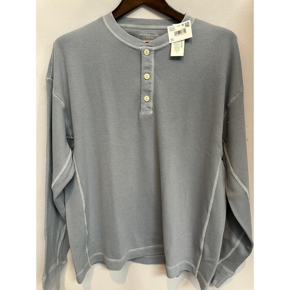 Men’s American Eagle Blue Boxy Fit Waffle Jersey Size L